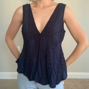 Free People Embroidered Tie-Back Tank